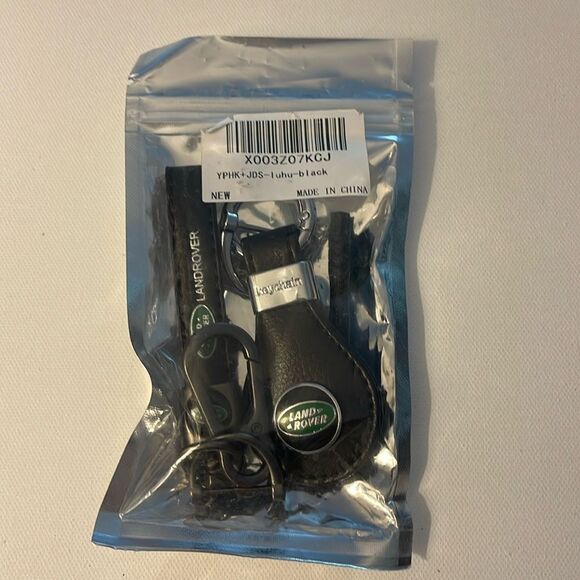 Land Rover Key Fob Keychain in Black Leather with Logo Set of 2 NWT - Picture 4 of 4